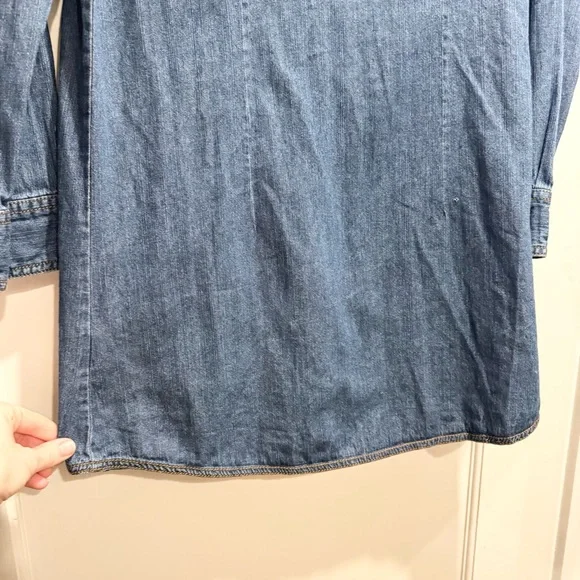 Vintage Wrangler Blue Denim Shirt Dress Western Cowgirl Festival Rodeo Y2K - Picture 11 of 12